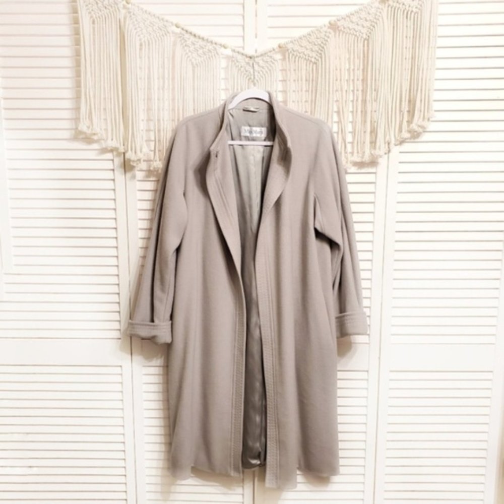 🚫MAXMARA Gray Virgin Wool Cashmere Open Overcoat - Picture 3 of 8